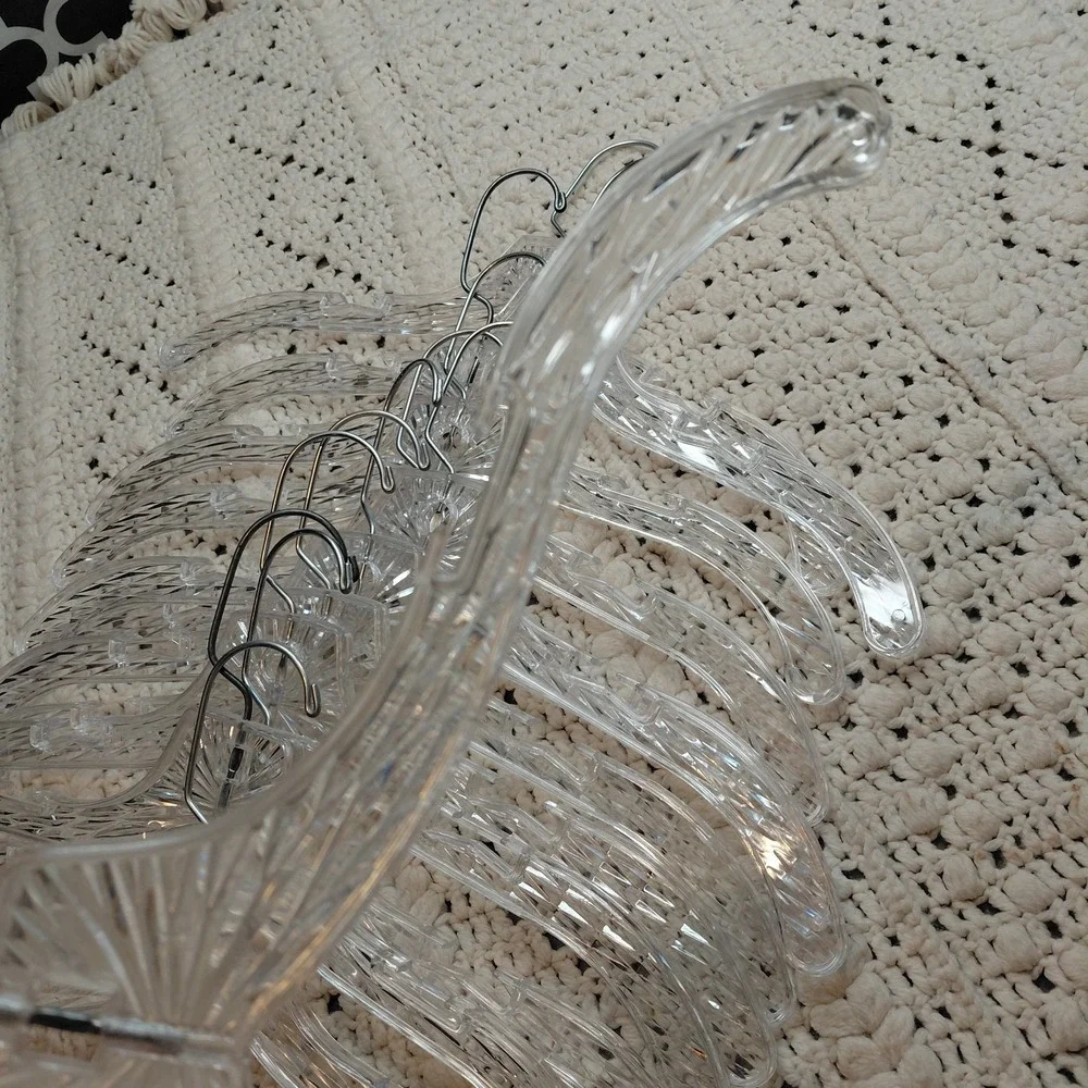 Vtg Lot 14 MCM Clear Plastic Ice Crystal Star Burst Prism Clothes Hangers‎ Retro